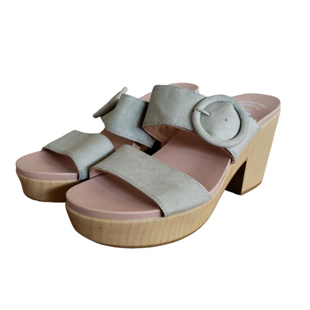 DR SCHOLLS Women's Pistachio 1-1/2" Platform BayBlock Heel Slip On Sandal 9 M